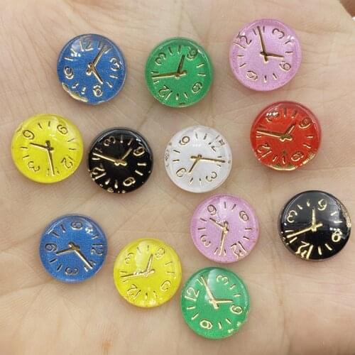 50Pcs Resin 12mm Clock Flat back rhinestone diy Scrapbook Embellishment Decoration Craft