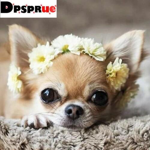 Dpsprue 5D DIY Diamond Painting Full Square/Round Drill "Cute Dog" Embroidery Cross Stitch Mosaic gift Home Decor Gift Dp01
