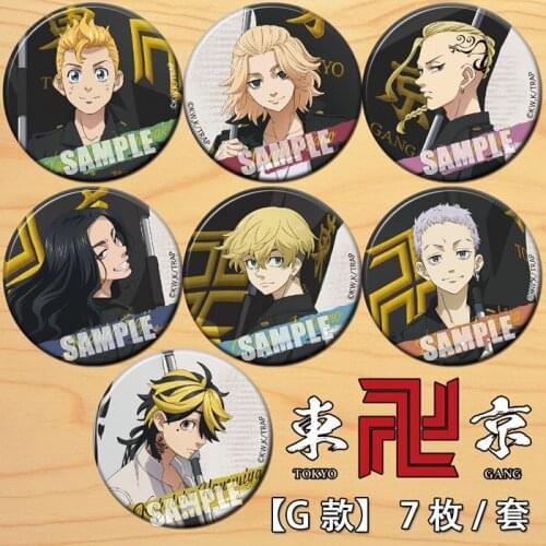 Anime Tokyo Revengers Mikey Draken Baji Figure Badge Round Brooch Pin Gifts Kids Collection Toy 8176