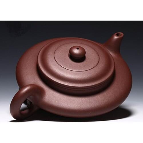 Free shipping flat purple clay teapot