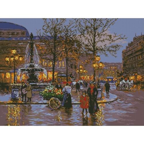 Free delivery Top Quality counted cross stitch kit Paris night raining street rain