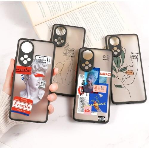 Phone Case For Honor 8X 10X Lite 9A 9X 20s 30s Camera Protect Hard PC Cover Huawei Mate 40 30 Capa Matte Cartoon Alien Astronaut