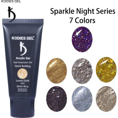 KODIES GEL 30ML Poly Glitter Holographic Builder Acrylic Nail Gels Polish UV Gellak for Manicure 3D Nails Art Extension Design