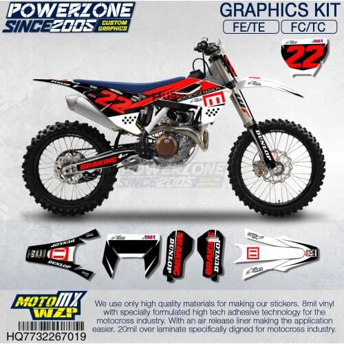 PowerZone Customized Team Graphics Backgrounds Decals 3M Custom Stickers For Husqvarna 2017 To 2019 FE TE FC TC 250 To 500cc 719