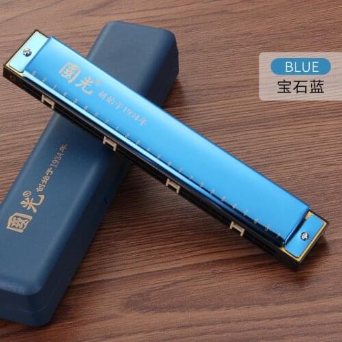 Guoguang 24 Holes Tremolo Harmonica C Key Polyphonic Harmonica Mouth Organ Harmonica with Case