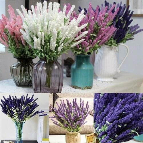 12 Strands Artificial Lavender Flowers Home Living Room Decoration Fake Flowers Outdoor Imitation Plant Garden Window Flowers