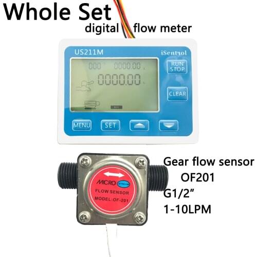 US211M Oil Flow Meter and Gear Flow Sensor OF201 for Milk Diesel Oil Lubracant BSP1/2" 1-10L/min Honey Bee Dijiang iSentrol