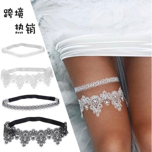 Kasure White Wedding Garters set Lace Pearl Floral Sexy Garters for Women Female Bride Thigh Ring Bridal Leg Garter