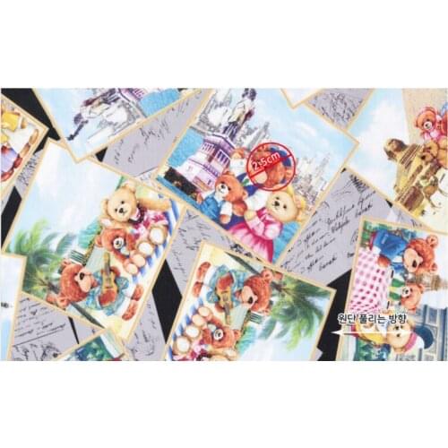 Cartoon Bears Print 100% Cotton Fabric for Boy Clothes Bedding Set Hometextile Cushion Cover Backpack DIY