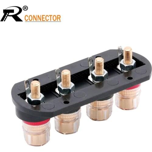 1PC 4 in 1 Panel Mount Banana Jack Connector 4mm Thread Medium Amplifier Speaker Spade Terminal Binding Post Banana Plug Socket