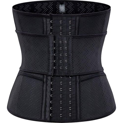 Black Weight Loss Latex Waist Trainer Body Shaper Corset Slimming Belly Sheath Shapewear Women Tummy Trimmer Breathable