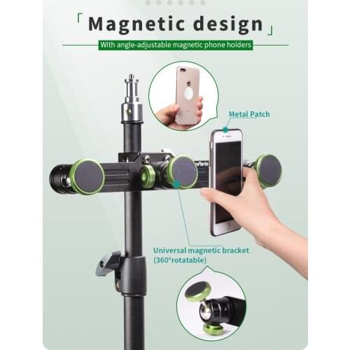 Lanparte Magnetic Live Stream Tripod Stand for 3 Phones with 10 inch LED Ring Light for Live Video Streaming