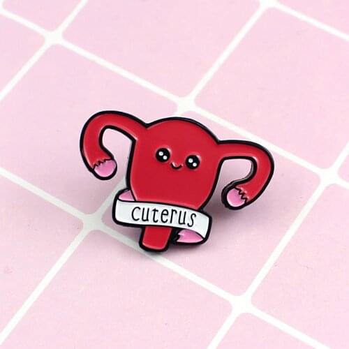 Cute Uterus Brooch Smiley Red Uterus Cuterus Feminism Enamel Pins Denim Backpack Medical Badge Doctor Nurse and Feminist Gifts