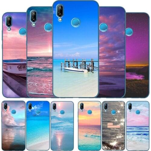 Sea blue and pink Soft Silicone Phone Case For Huawei P9 P10 P20 P30 P40 LITE P20 P30 P40 PRO P smart Y6 Y7 Y9 Prime nova 3i