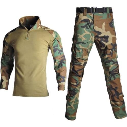 2019 Men Tactical Camouflage Military Uniform Clothing Suit Men Army Clothes Sets Airsoft Combat Shirt + Cargo Pants No Pad-E
