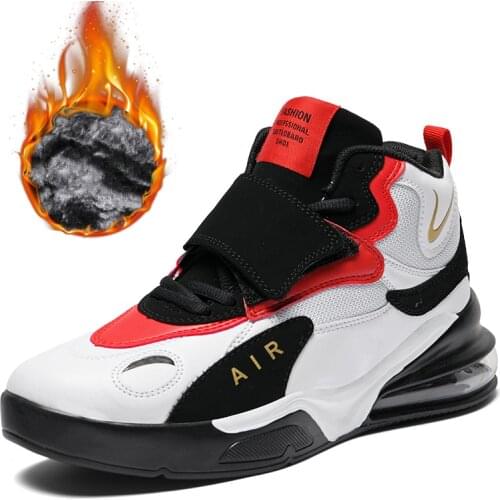 Winter Warm Fur Plush Men Air Sports Shoes High Tops Boots Mens Basketball Sneakers Athletics Basket Shoes Chaussures de basket