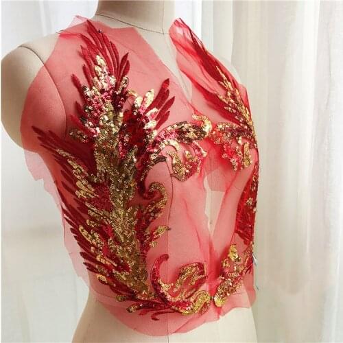 1pcs Sequins Phoenix Mesh Embroidery Applique Patch For Dance Skirt Clothing Diy Decoration Flower Patches Sew On Accessories