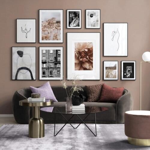 Wall Art Canvas Painting Decoration Pictures Flower Black White Vintage Posters Abstract Line Prints for Kids Room Decoration