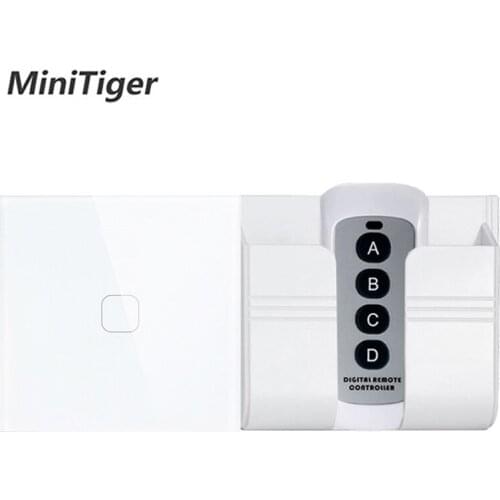 MiniTiger EU/UK standard 1 Gang 2 Gang 1 Way Wall Touch Switch Luxury Crystal Glass Normal Touch Switch for Smart Home