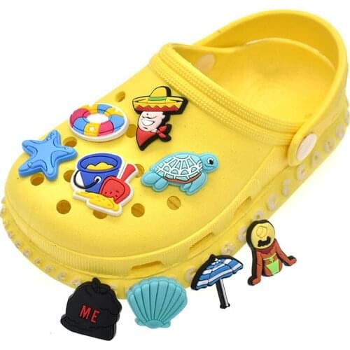 New arrival 1pcs beach series Shoe Charms Accessories Lifebuoy/Sun umbrella Shoe Decorations fit croc jibz Kid X-mas Party Gifts
