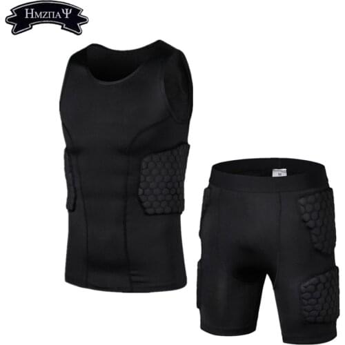 New Honeycomb Basketball Shorts + Vest Tight Football Jerseys Body Protection Male Protective Gear Training Shorts Knee pads Gym