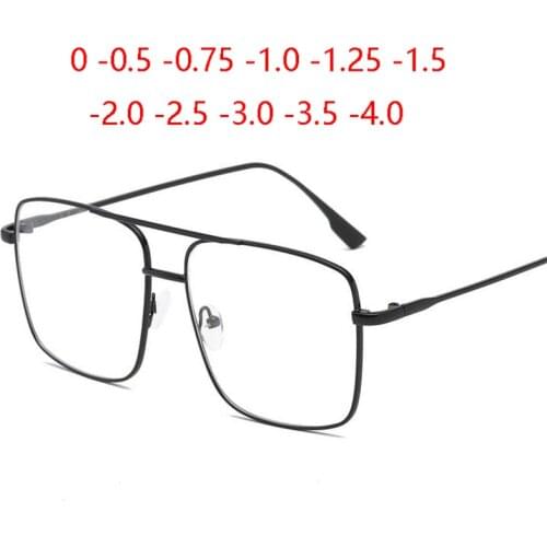 Big Frame Metal Prescription Spectacle Women Minus Lens Square shortsighted Eyeglasses Men Myopes Lunettes 0 -0.5 -0.75To -4.0