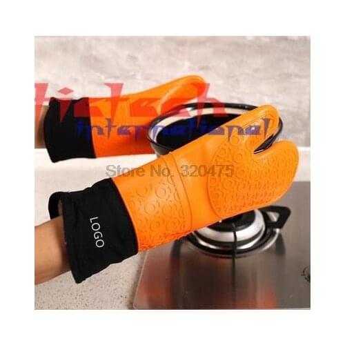 By dhl 20pcs Silicone Oven Mitts, Ideal Protection with Extra Long Thick Quilted Cotton Liner, Silicone BBQ Glove