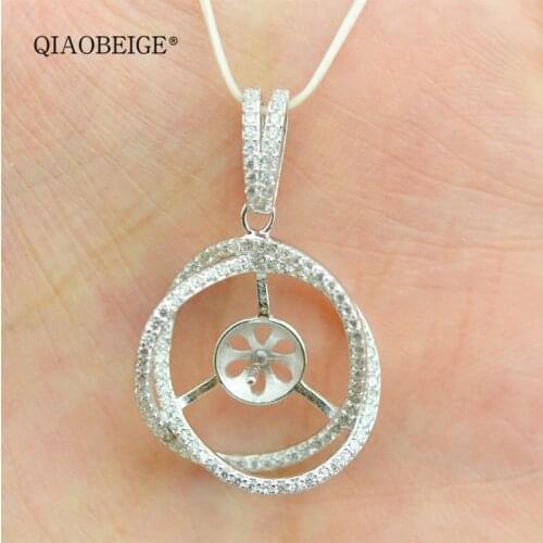 QIAOBEIGE Cute Charm Pendants DIY Jewelry Accessories Necklace Women Jewelry Silver big bird nest design 13-15-16mm pearl P3381