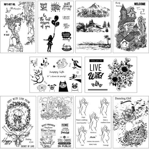 Flower Mountain DIY Silicone Clear Stamp Seal Scrapbook Embossing Album Decor 667A