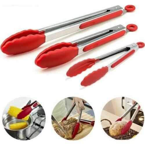 Silicone BBQ Grilling Tong Salad Bread Serving Tong Non-Stick Kitchen Barbecue Grilling Cooking Tong with Joint Lock