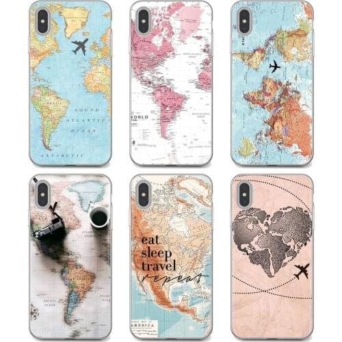 World Map Travel Plans Silicone Cover For Samsung Galaxy A10 A40 A50 A70 A3 A5 A7 A9 A8 A6 Plus 2018 2015 2016 2017