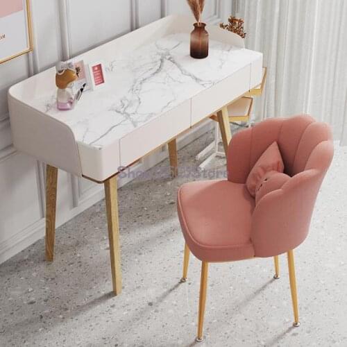 Nordic makeup stool light luxury dressing table bench net red backrest chair bedroom manicure simple ins female pink
