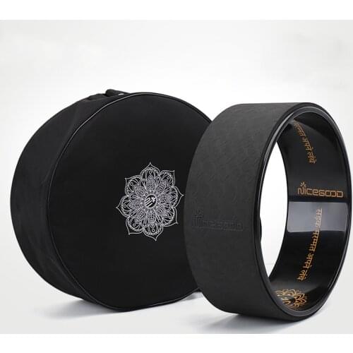 Yoga Wheel Bag Nylon Black Mandala Flower Yoga Circle Bag Large Capacity Double Zipper Pilates Wheel Backpack Fitness Sport Bag