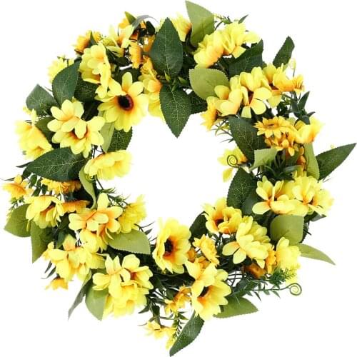 45CM DIY Hanging Wreath Artificial Sunflower Wreath Garland Home Front Door Party Wedding Decoration Simulation Flower Wreath
