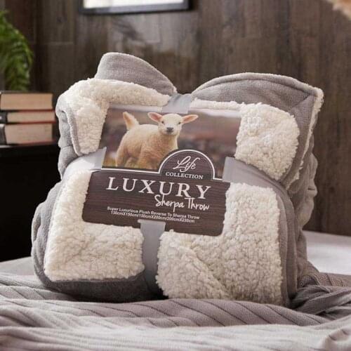 All Season Popular Home Bed SHerpa Fleece Warm Blankets Lamb Bedspread Plush Baby Comforter Covering Plaid