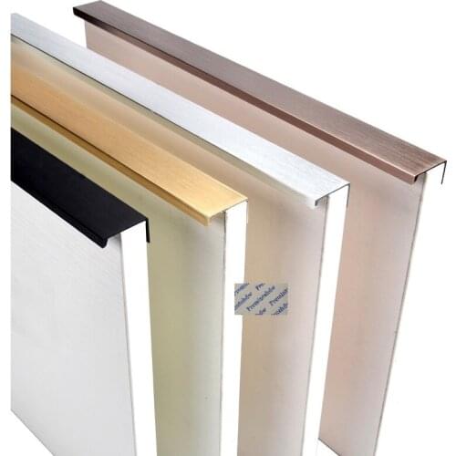 10Pcs Aluminum Alloy Cabinet Cupboard Drawer Finger Pull U L Shaped Edge Riding Back Screw Brushed Black Silver Gold Champagne