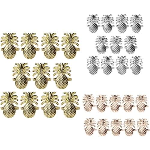 10Pcs/Lot Pineapple Napkin Ring Metal Plating Napkin Ring Ring Stand Wedding Holiday Party Table Decoration