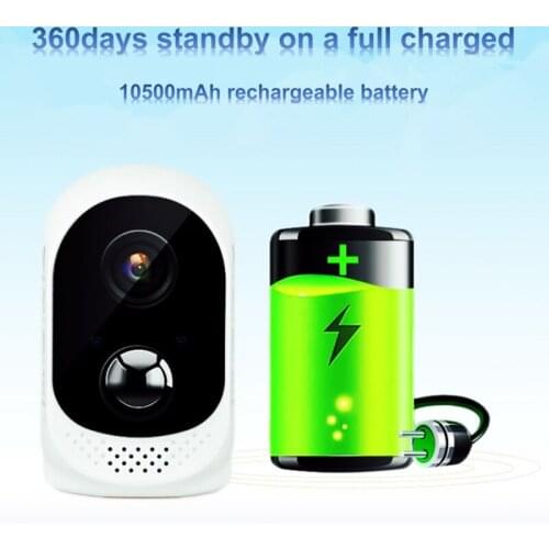 2.0MP Battery Powered Wifi IP Camera 1080P Waterproof Security CCTV Camera Wire-Free Easy Installation Two Way Audio Alarm Push