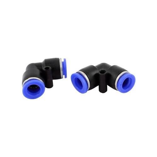 2 Pcs 10mm to 10mm Dual Ways L-Shape Pipe Connect Union Pneumatic Quick Fitting
