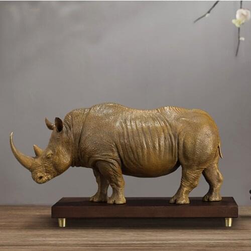 2021 HOME OFFICE High grade decorative ART Bring wealth money GOOD LUCK Success Rhinoceros bull bronze Sculpture Spiritual ART