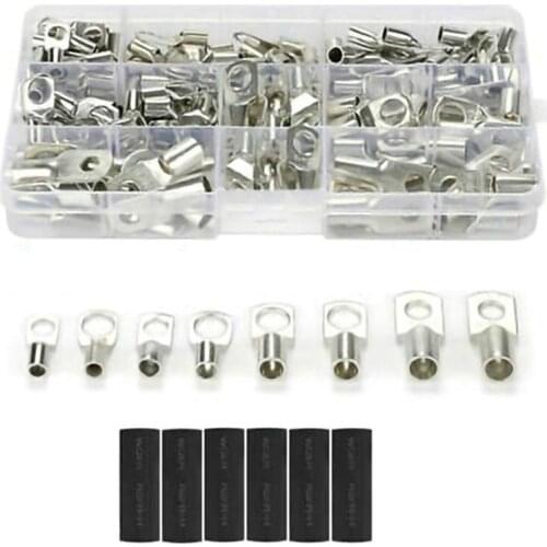 220Pcs Copper Cable Lug Ring Terminal Kit With Box SC4-SC25 Tinned Cable Lug Battery Bare Cable Wire Connector