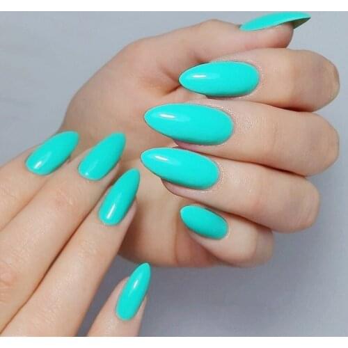 24Pcs Shiny Short Stiletto Fake Nails Dark Green Artificial False Nails For Design Full Cover Press On Manicure Tools