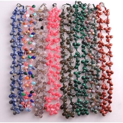 3PCS Wholesale Women Natural Stone Beads Necklace pendulum Pendant Necklace Healing Crystal Necklaces Pendants Reiki Jewelry