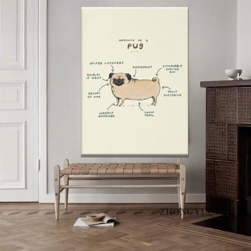 Anatomy of a Pug canvas prints Home Decor Large Wall Pictures For Living Room Posters HD Canvas Paintings