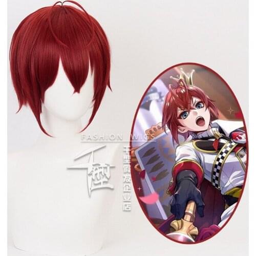 Anime Twisted Wonderland Short Red Wig Cosplay Synthetic Hair Riddle Rosehearts Halloween Costume Party Wigs