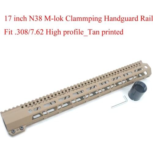 Aplus 17'' inch M-lok Clamping Style Handguard Rail Fit LR- .308/7.62 High Profile_Tan Color Printed