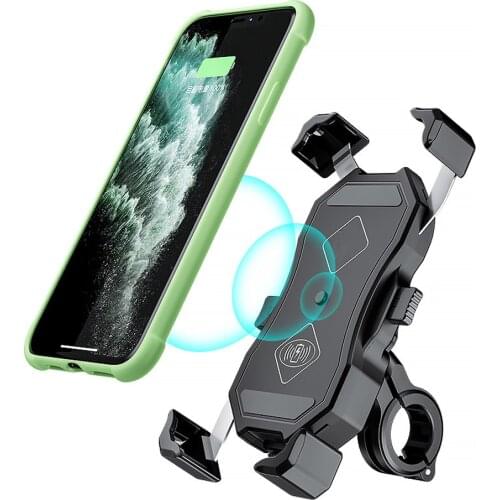 Car phone holder wireless charger QC3.0 USB 15W motorcycle smartphone holder 12-24V 10A suitable 4-7" phone