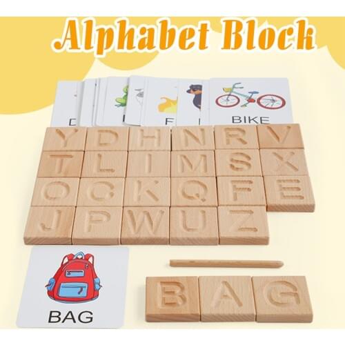 Wooden Alphabet Puzzles Kids Toys Kits Spell Words Montessori Materials Educational Toys For Children Cards Learning Toys