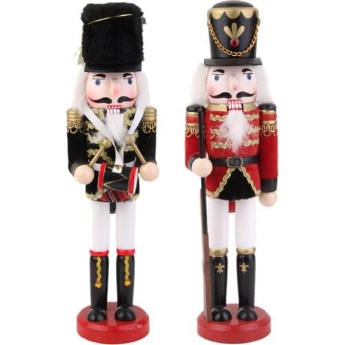 2pcs Traditional Wooden Soldier Nutcracker, Christmas Decor Collectible, Festive Holiday Ornaments, Xmas Gift, 30CM Height