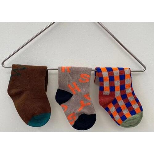 Kids Baby Boy Girl Mid-calf Length Sock Autumn Winter Infant Baby Boy Girl Grid Childrens Socks